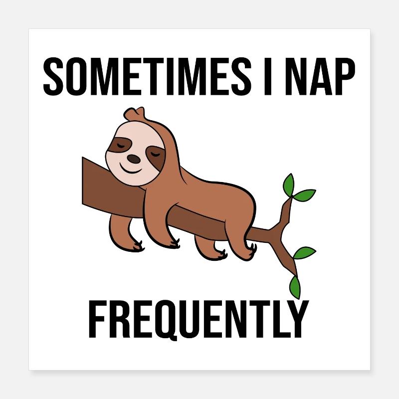Funny Animal Sloth Statement Jungle Sleeping Poster 16" x 16" (40x40 cm)