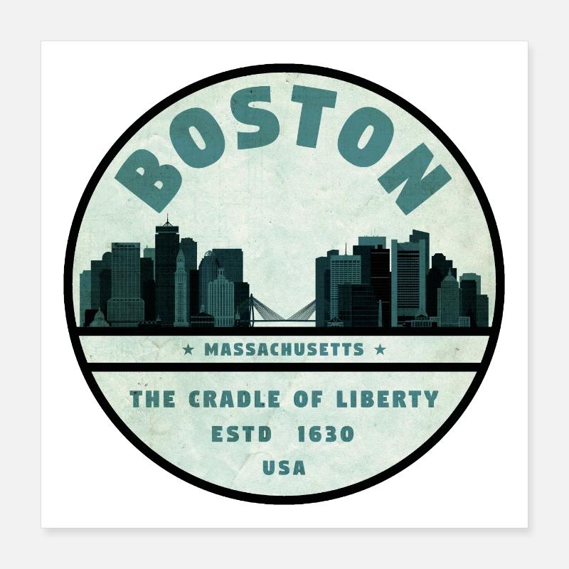 Boston Skyline Cradle Tee Poster 40x40 cm