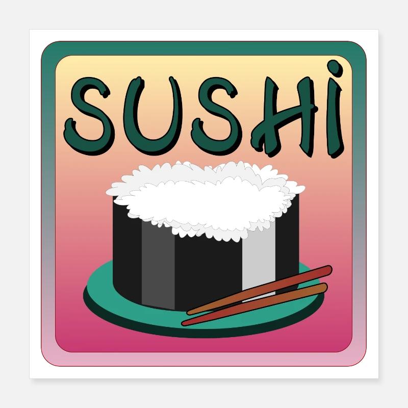 MENU DE RIZ À SUSHI - CUISINE ASIATIQUE Poster 40 x 40 cm