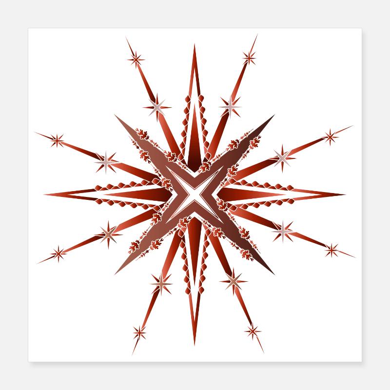 funkelnder und strahlender Rostroter Stern Poster 40x40 cm