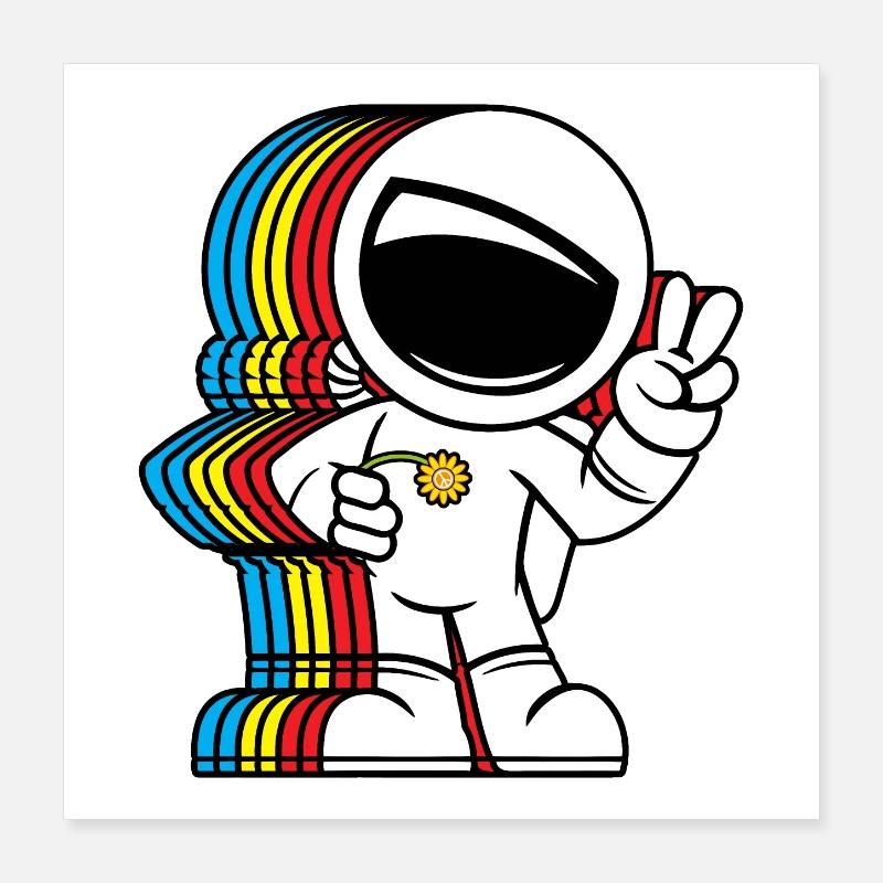 Friedensliebender Astronaut - Niedlicher Friedenszeichen Raumfahrer Poster 40x40 cm