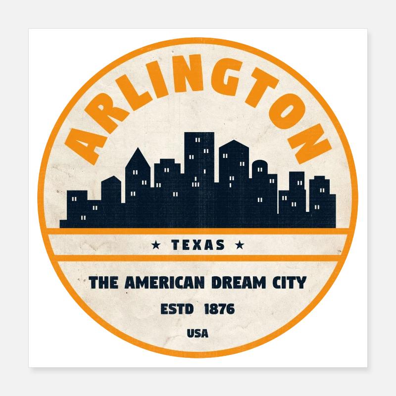 Arlington Skyline Retro Badge Poster 16" x 16" (40x40 cm)