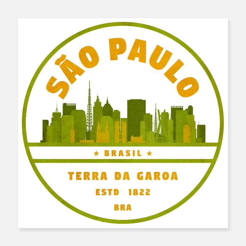 Sceau Sceau Vert de la Skyline de São Paulo Poster 40 x 40 cm