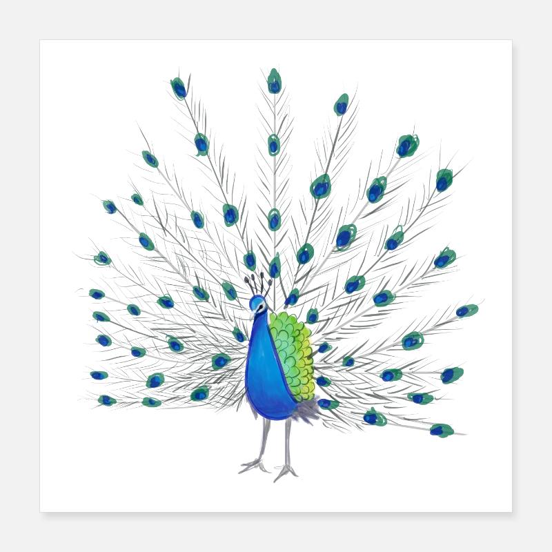 Art de la plume de paon Poster 40 x 40 cm