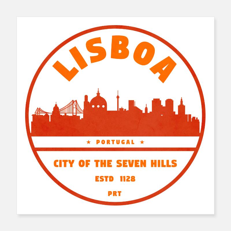 Lisbon Skyline Stamp Poster 16" x 16" (40x40 cm)