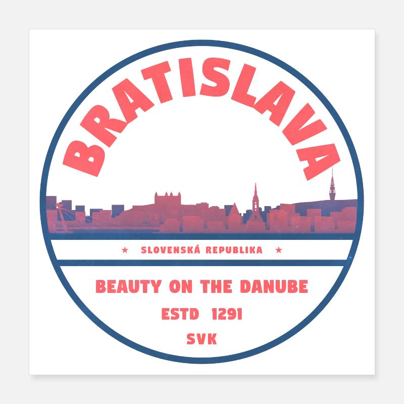 Bratislava Skyline Danube Poster 40 x 40 cm
