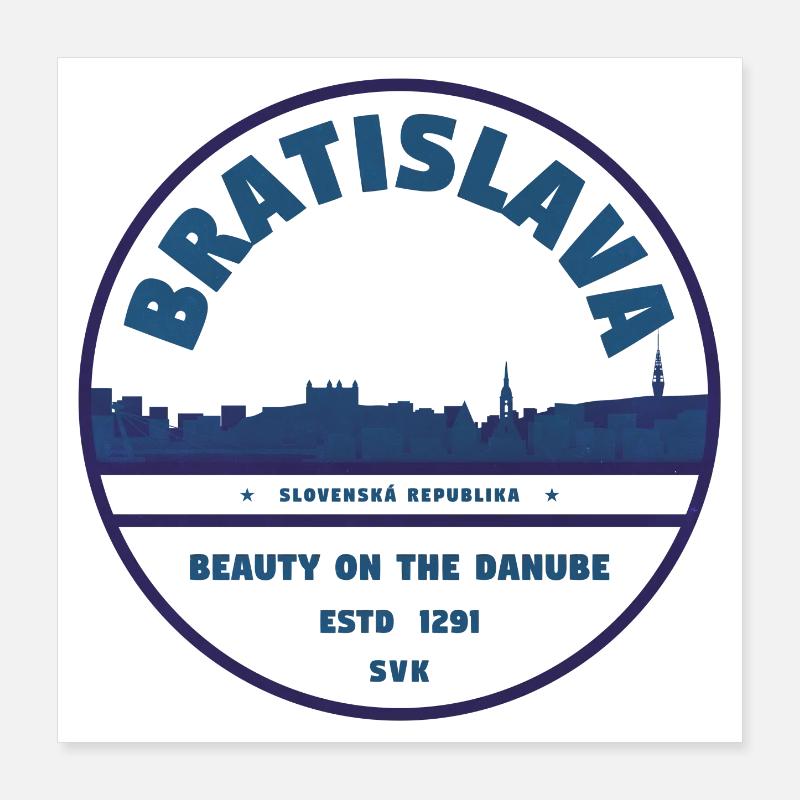 Bratislava Danube Skyline Emblem Poster 40x40 cm