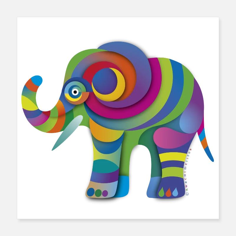 Kleiner Farbenelefant Poster 40x40 cm