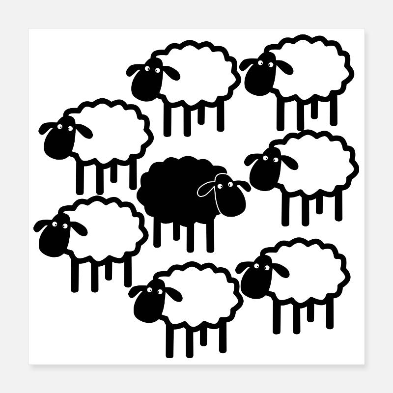 Mitternachts-Schafparade Poster 40x40 cm