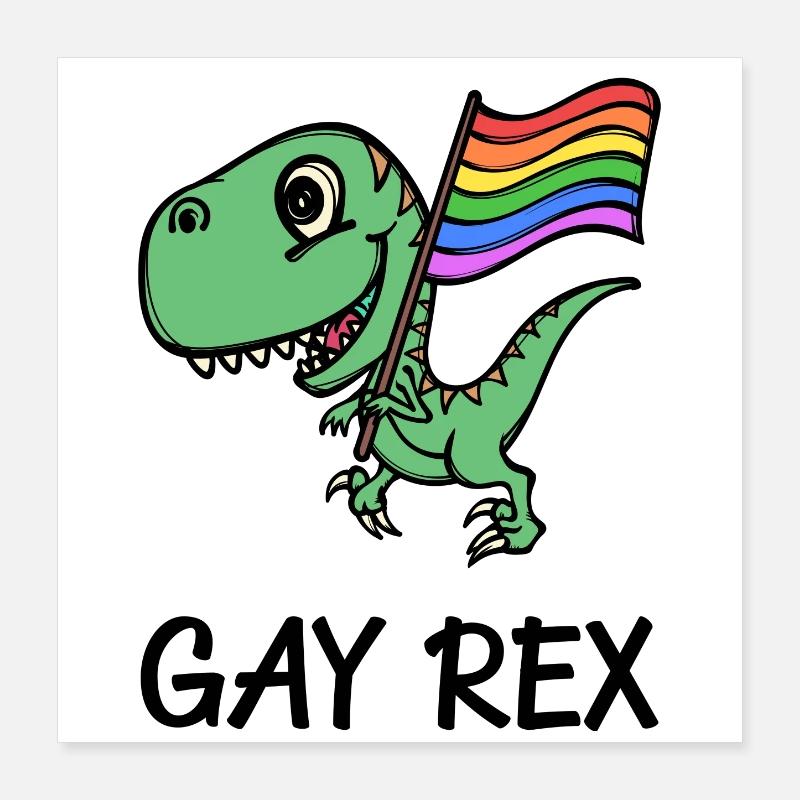 Dinosaurier Regenbogenfahne Lgbt Spruch Bisexuell Poster 40x40 cm