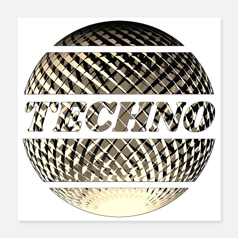 Techno Diskokugel gold Poster 40x40 cm