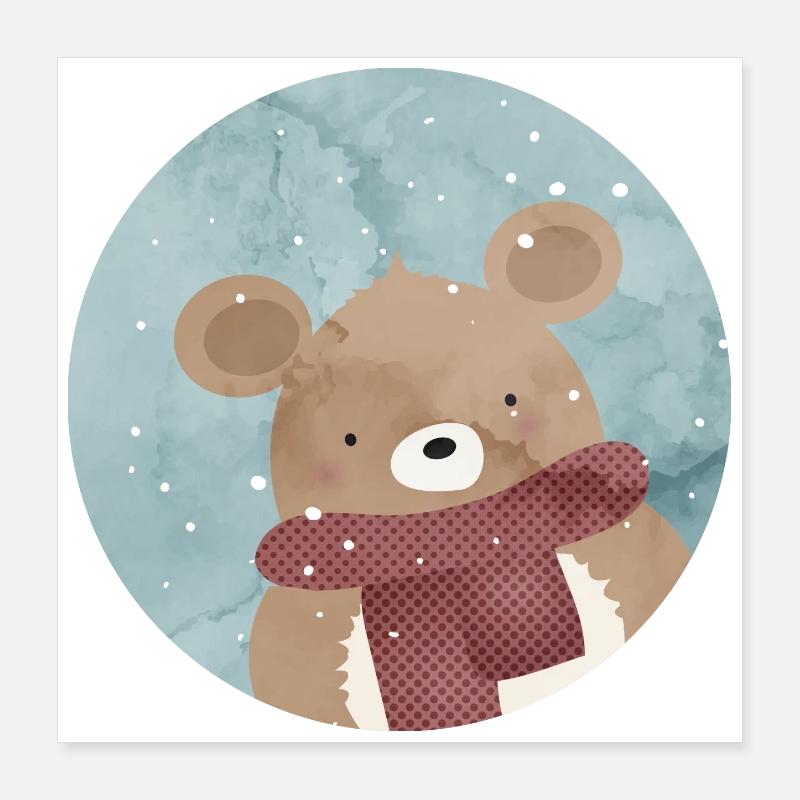 sugar-sweet golden bear in winter when it snows Poster 16" x 16" (40x40 cm)