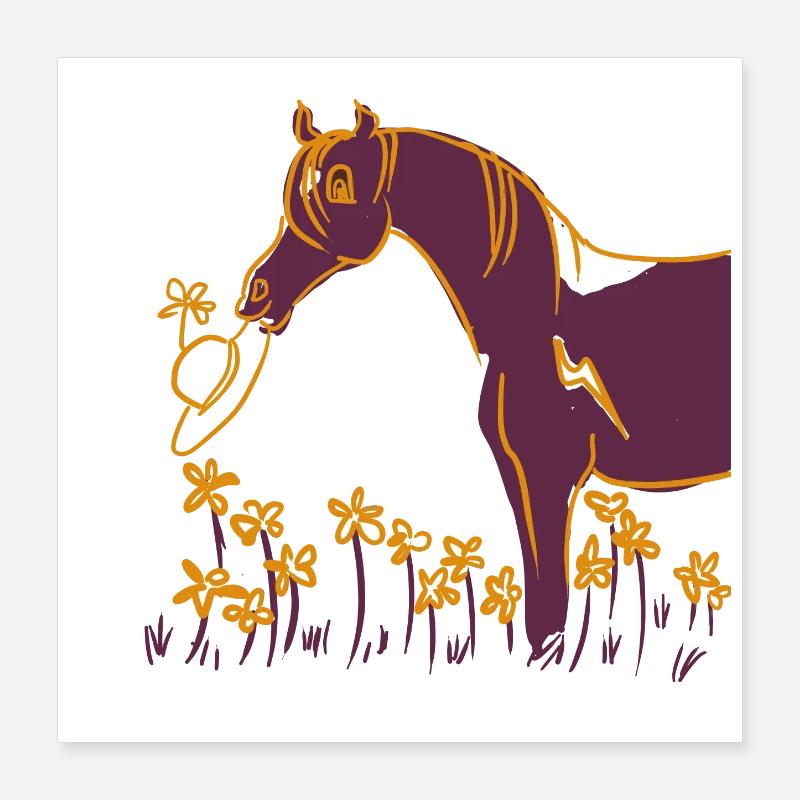 Cheval violet avec anneau fleuri Poster 40 x 40 cm