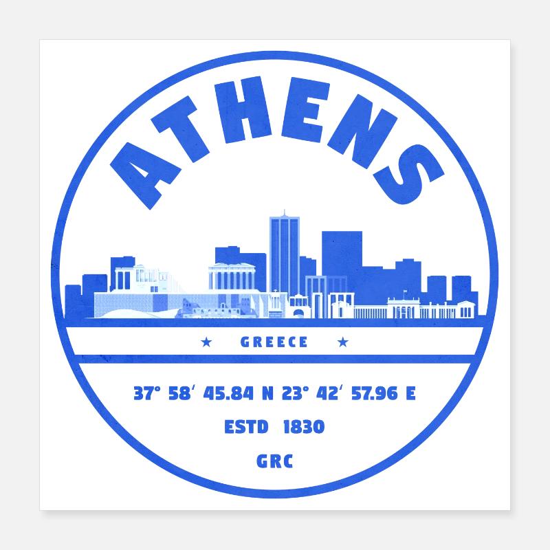 Timbre de la Skyline d’Athènes Poster 40 x 40 cm