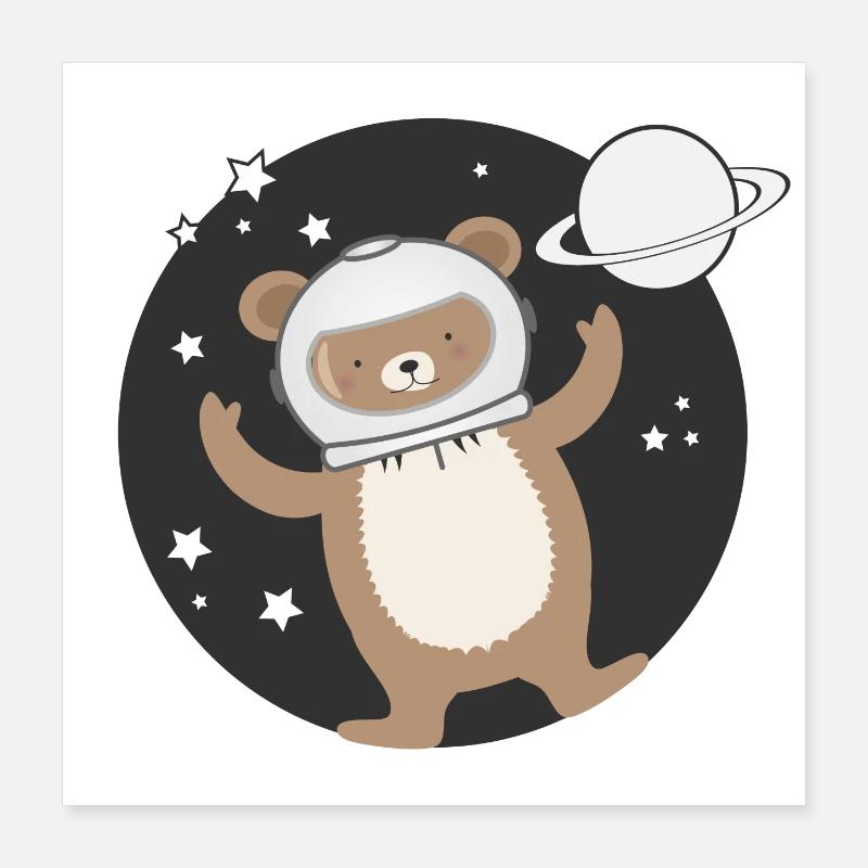 cute astronaut bear in comic style Poster 16" x 16" (40x40 cm)