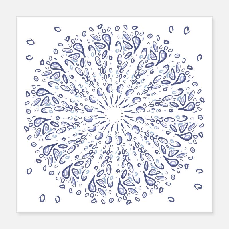 Azure Mandala Bloom Poster 40 x 40 cm