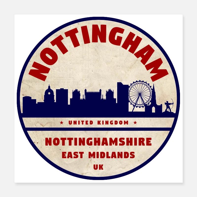 Médaillon de la Skyline de Nottingham Poster 40 x 40 cm