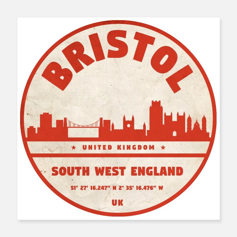 Emblème rétro du Bristol Skyline Poster 40 x 40 cm