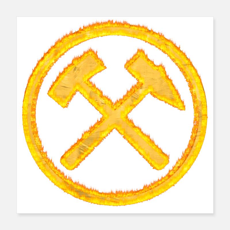 Hammer and Beater Mining Coal Gift Poster 16" x 16" (40x40 cm)