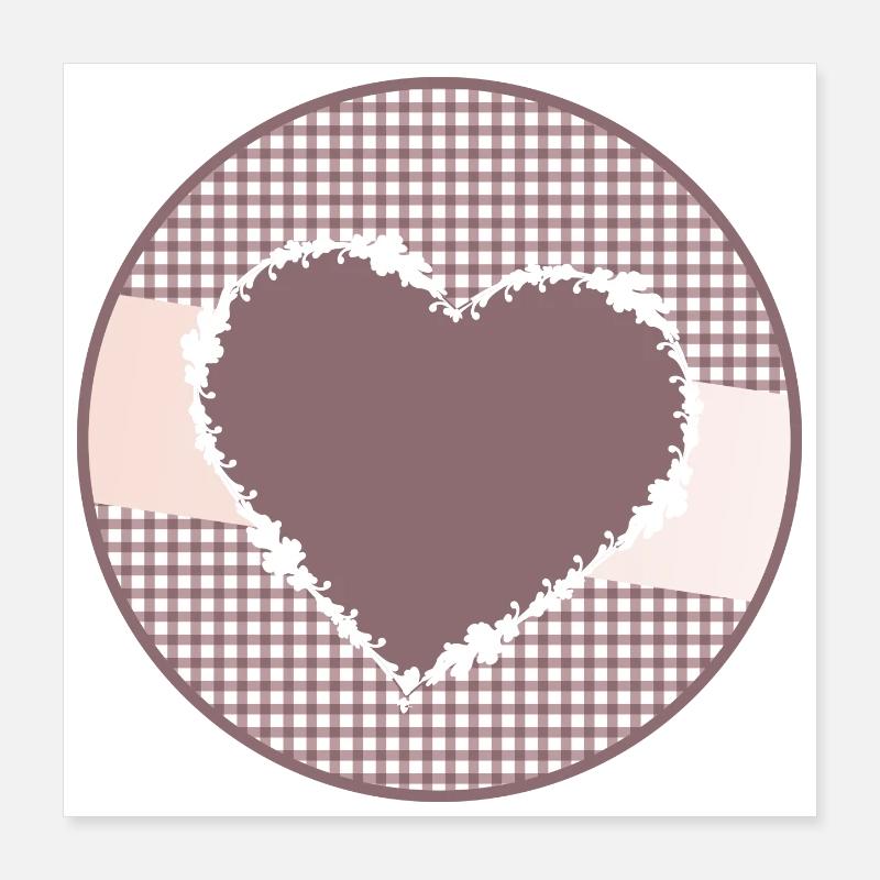 nostalgic label in dusky pink with a big heart Poster 16" x 16" (40x40 cm)