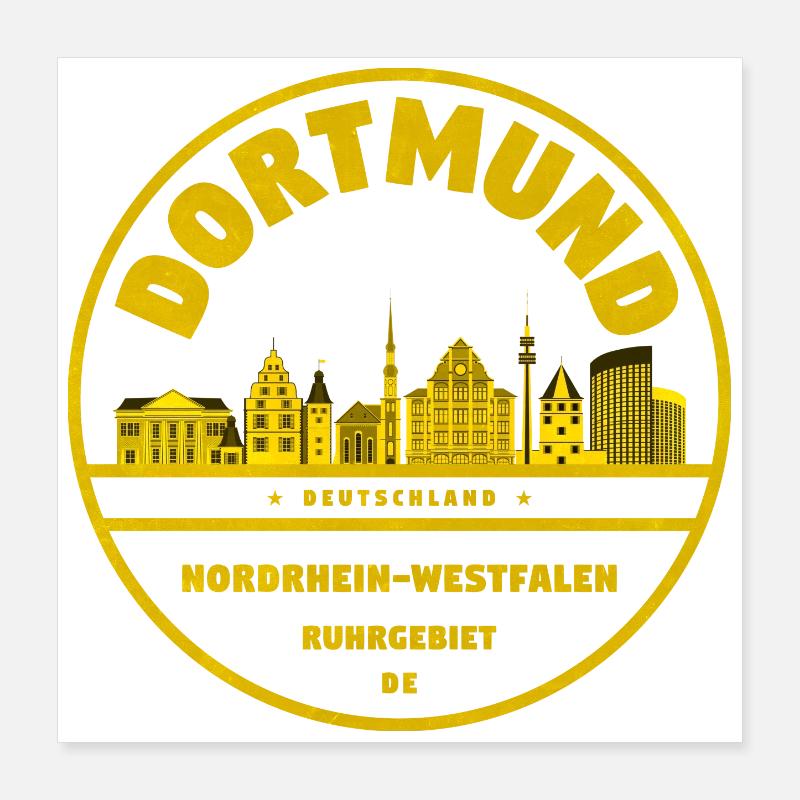 Dortmund Skyline Badge Poster 40 x 40 cm