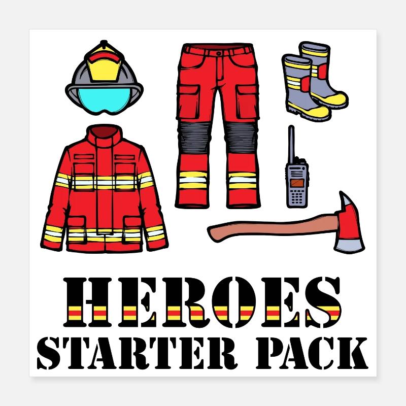 Firefighter Helmet Lifesaver Statement Fire Brigade Poster 16" x 16" (40x40 cm)