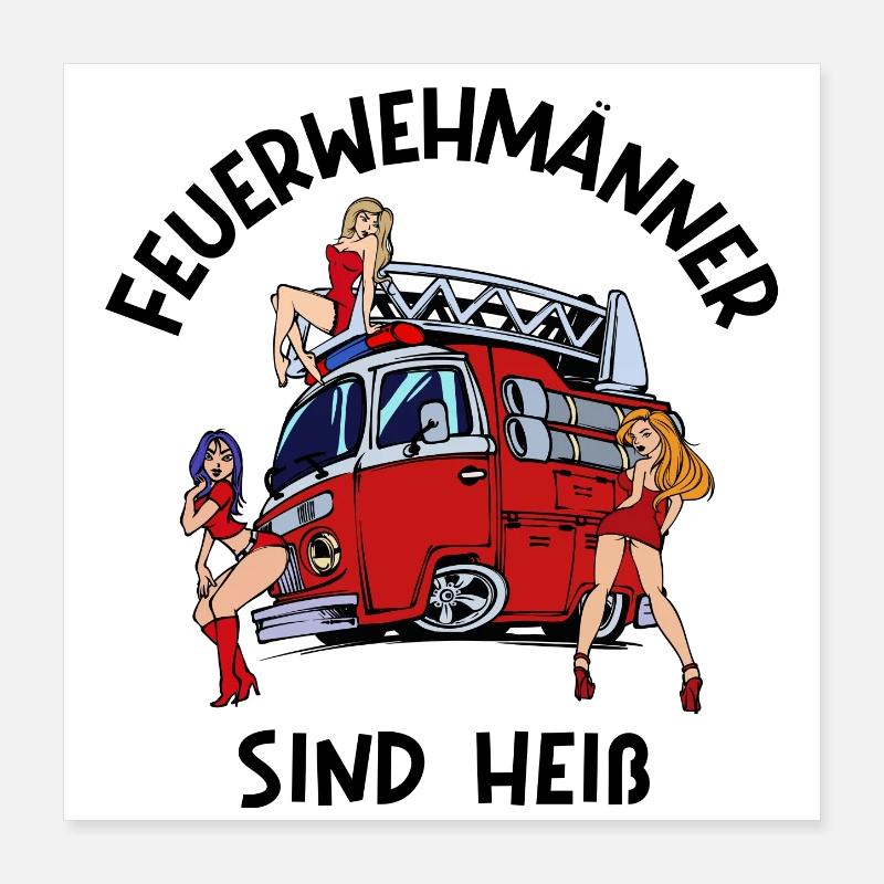 Feuerwehr Brandschutz Lebensretter Statement Poster 40x40 cm