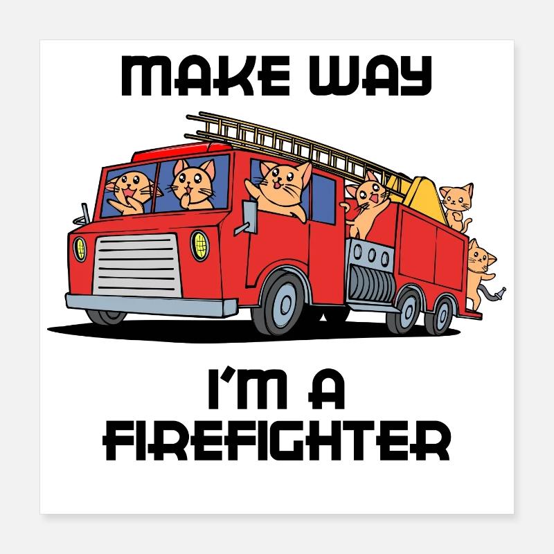 Fire Brigade Statement Fire Engine Professional Fire Brigade Poster 16" x 16" (40x40 cm)