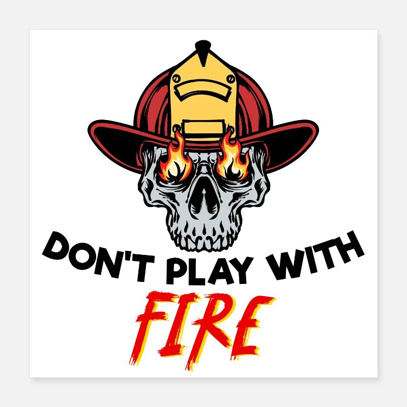 Firefighter Helmet Firefighter Fire Rescuer Statement Poster 16" x 16" (40x40 cm)