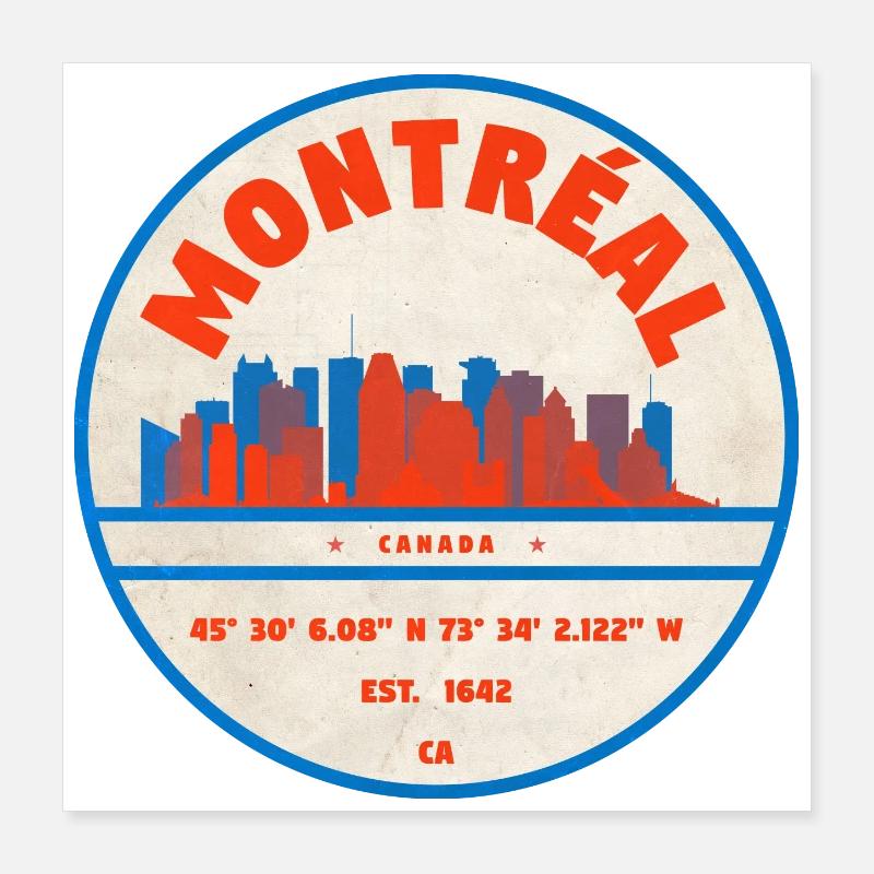 Montréal Canada Skyline Emblem Design Poster 16" x 16" (40x40 cm)