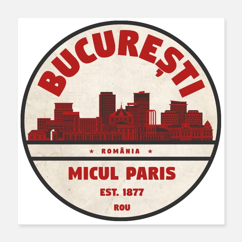 Bucharest Micul Paris Vintage Poster 40x40 cm