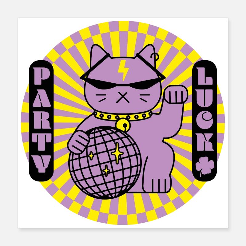 Fête chat chanceux Poster 40 x 40 cm