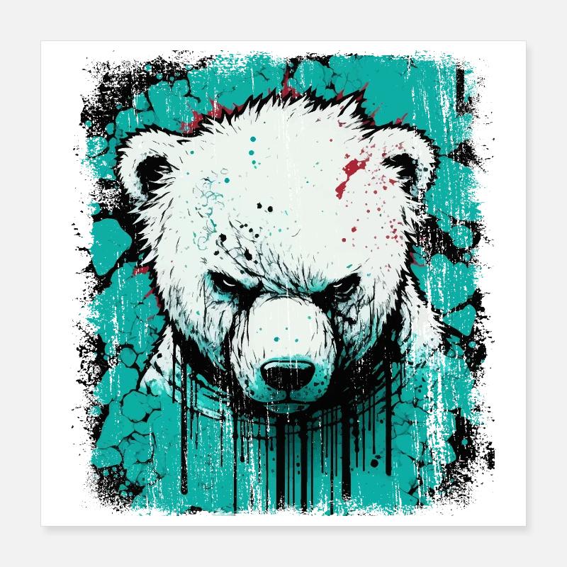 Angry Polar Bear Poster 16" x 16" (40x40 cm)