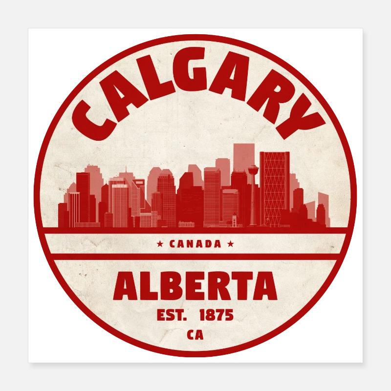 Calgary Skyline Vintage Abzeichen Alberta Poster 40x40 cm