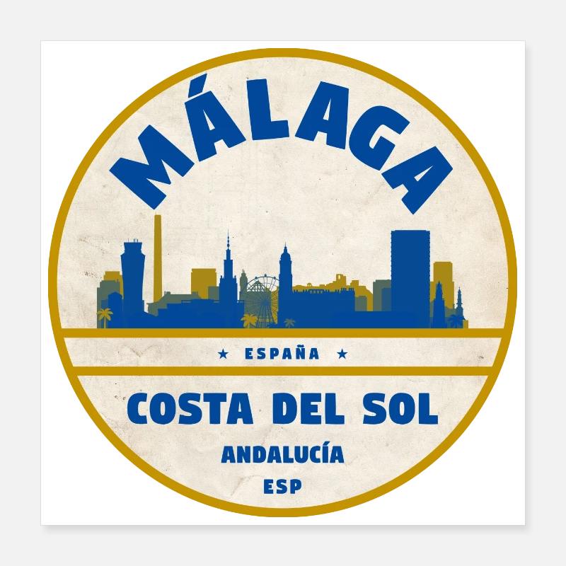 Style côtier de la Skyline de Malaga Poster 40 x 40 cm