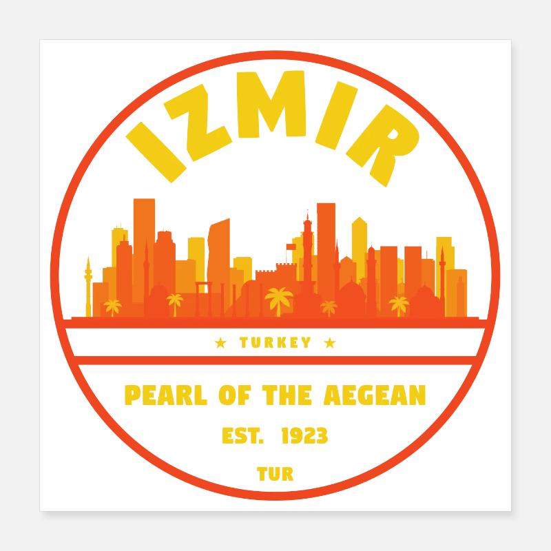 Izmir Skyline Badge – Perle der Ägäis Poster 40x40 cm