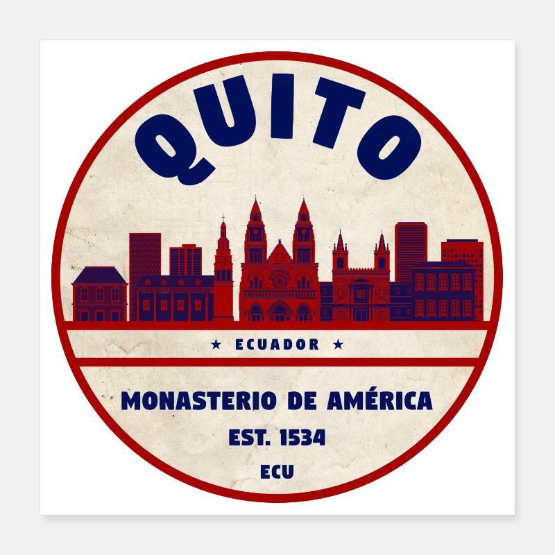 Quito Monasterio Retro Emblem 1534 Poster 40x40 cm