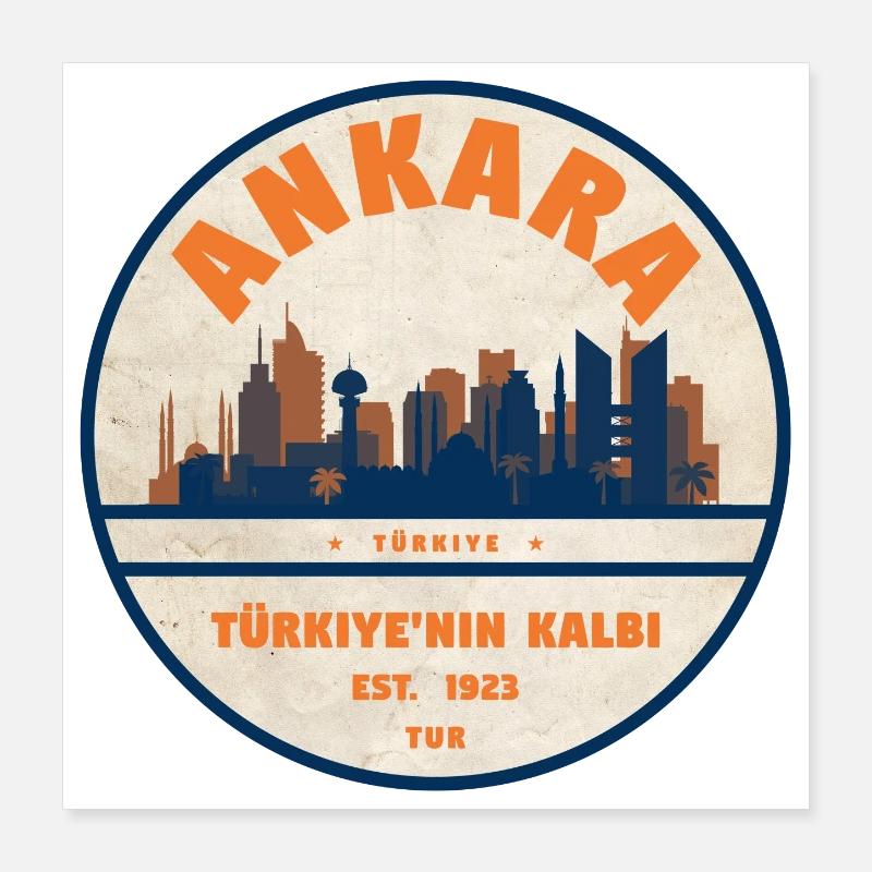 Ankara Skyline Badge Poster 40 x 40 cm