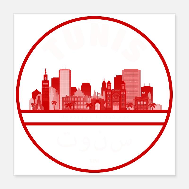 Tunis Stadtsilhouette Emblem Poster 40x40 cm