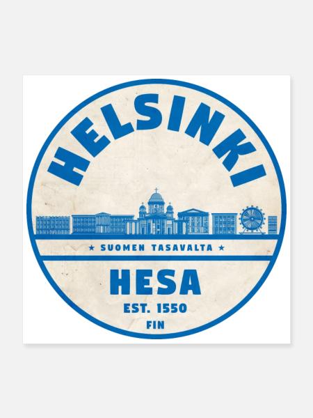 Emblème de la ligne d’horizon d’Helsinki 1550 - Poster 40 x 40 cm - blanc - Devant