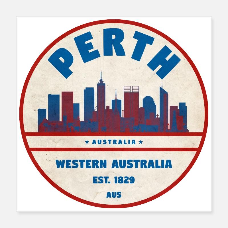 Perth Skyline Retro AU Poster 40x40 cm
