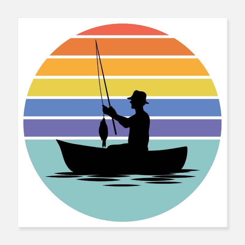 pêche, pêcheur, canne à pêche Poster 40 x 40 cm