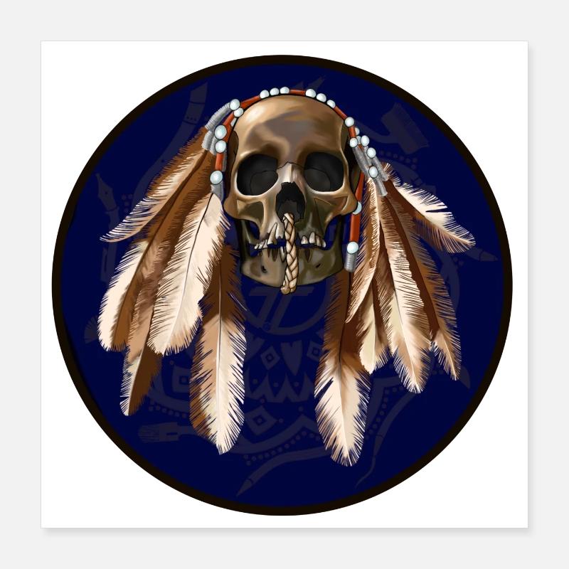 scull with feathers around Poster 16" x 16" (40x40 cm)