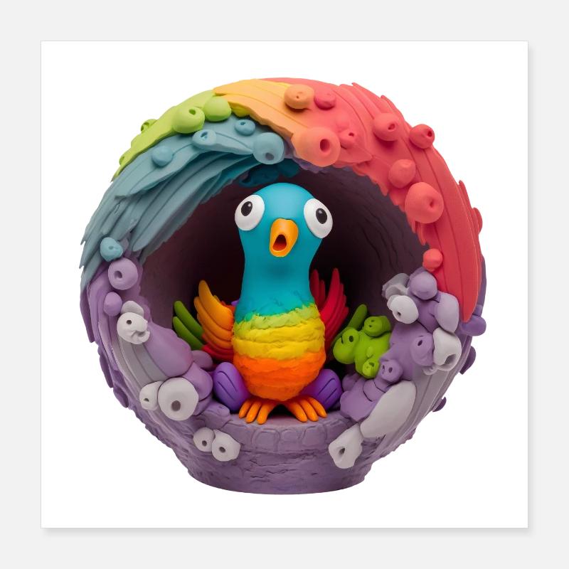 Cute weird parrot Poster 40x40 cm