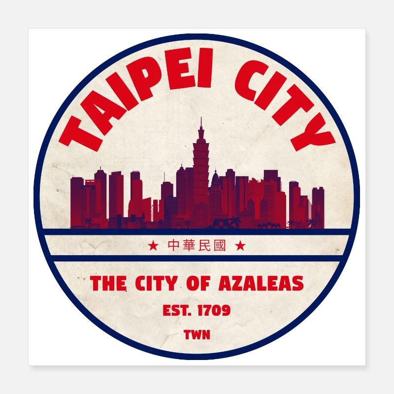 Taipei Azalee Skyline Abzeichen Poster 40x40 cm