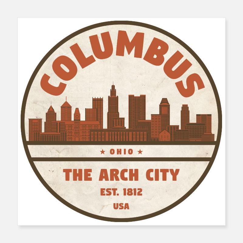 Columbus Skyline Vintage Patch Poster 40x40 cm