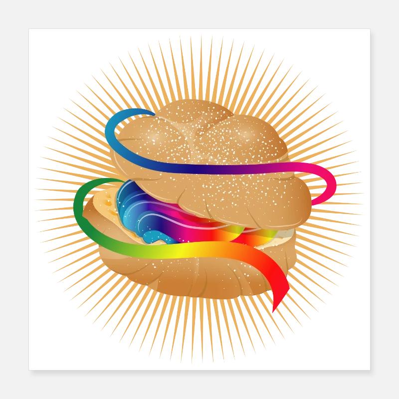 Illustration d’une bouffée à la crème colorée Poster 40 x 40 cm