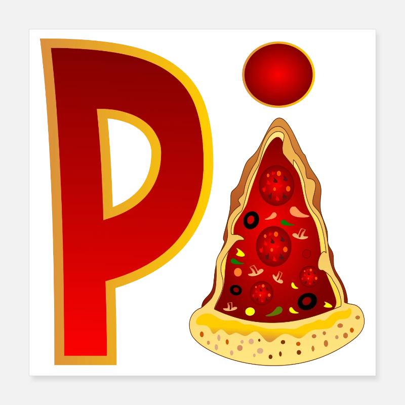 PIZZA MATHEMATICS - PI Poster 16" x 16" (40x40 cm)