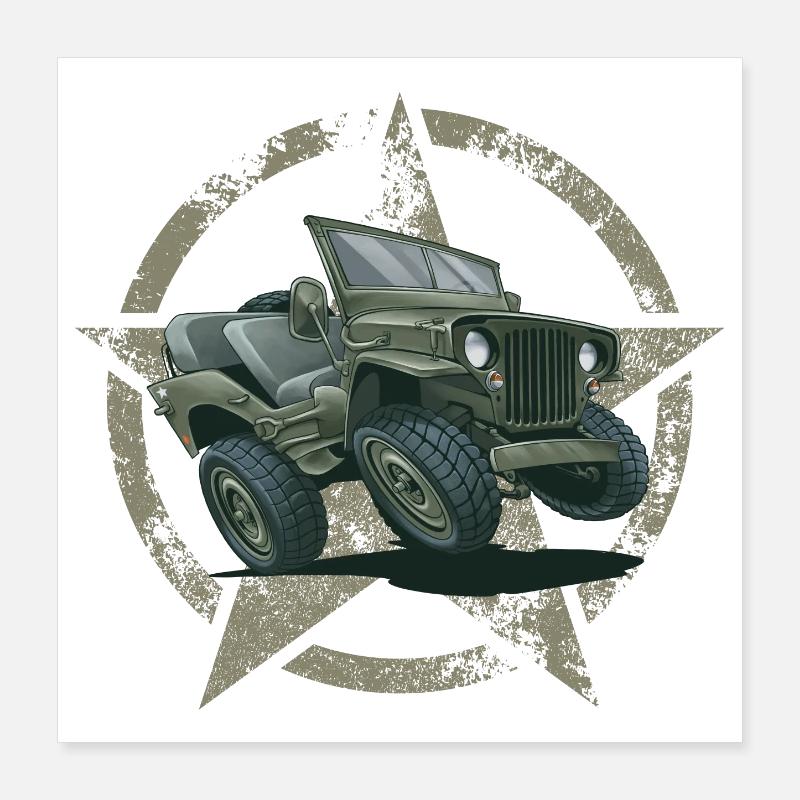 Willys MB Offroader 4x4 STAR Oldtimer Us Army Poster 40 x 40 cm