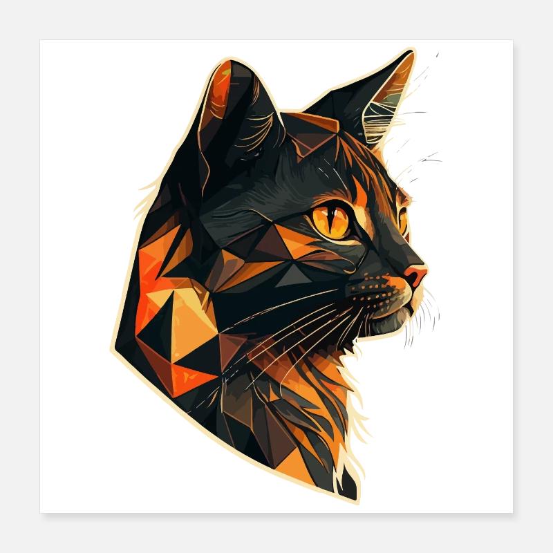 Stylized, Geometric cat Poster 16" x 16" (40x40 cm)